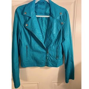 Aeropostale Pretty Little Liars blue faux leather jacket